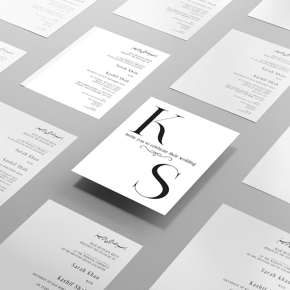 Monochromatic Initials Double Sided Wedding Invitation | 350 GSM Paper Shaadi Invitation & Envelope 3