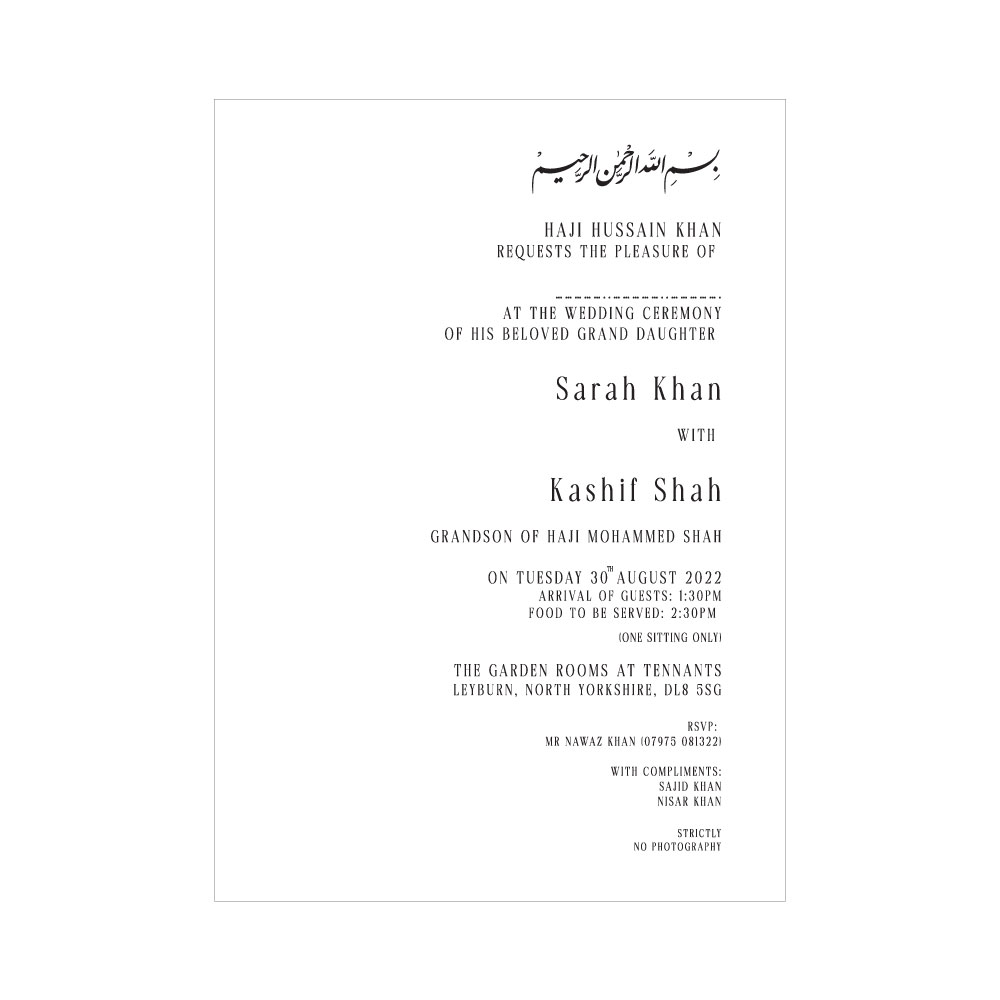 Monochromatic Initials Double Sided Wedding Invitation | 350 GSM Paper Shaadi Invitation & Envelope 6