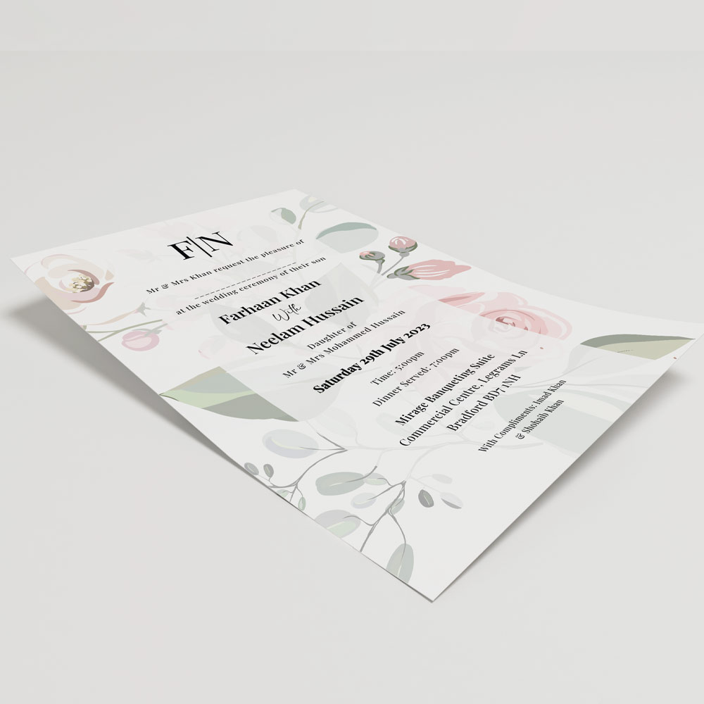 Pink Rose Wedding Invitation | 350 GSM Paper Shaadi Invitation & Envelope 4