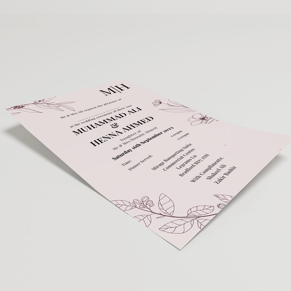 Rose Gold Floral Stencil Wedding Invitation | 350 GSM Paper Shaadi Invitation & Envelope 4