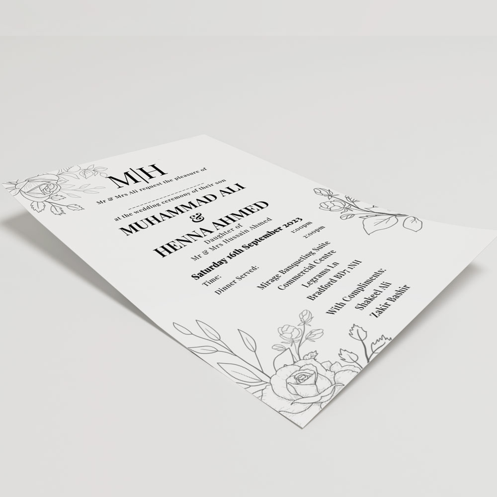 Stencil Roses Wedding Invitation | 350 GSM Paper Shaadi Invitation & Envelope 4