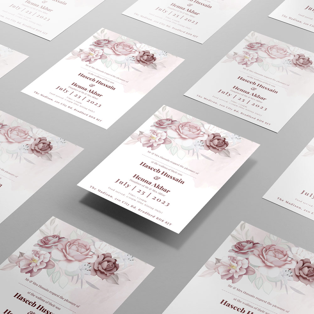 Lilac Roses Bouquet Wedding Invitation | 350 GSM Paper Shaadi Invitation & Envelope 3