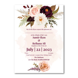 Artistic Rose Bouquet Wedding Invitation | 350 GSM Paper Shaadi Invitation & Envelope