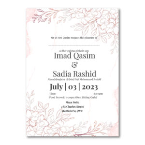 Floral Line Drawing Wedding Invitation | 350 GSM Paper Shaadi Invitation & Envelope