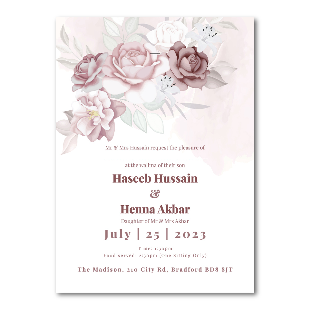 Lilac Roses Bouquet Wedding Invitation | 350 GSM Paper Shaadi Invitation & Envelope