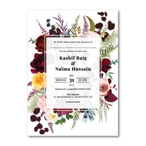 Summer Bouquet Wedding Invitation | 350 GSM Paper Shaadi Invitation & Envelope