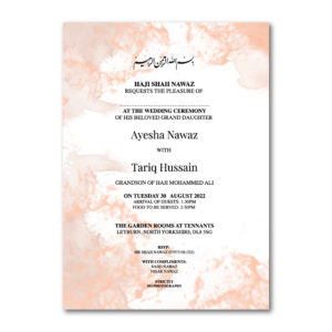 Splash of Peach Wedding Invitation | 350 GSM Paper Shaadi Invitation & Envelope