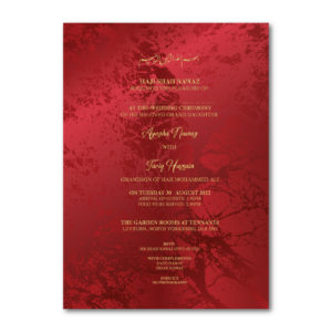 Traditional Red Velvet Wedding Invitation | 350 GSM Paper Shaadi Invitation & Envelope