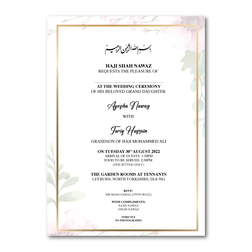 Pink Daisy Wedding Invitation | 350 GSM Paper Shaadi Invitation & Envelope