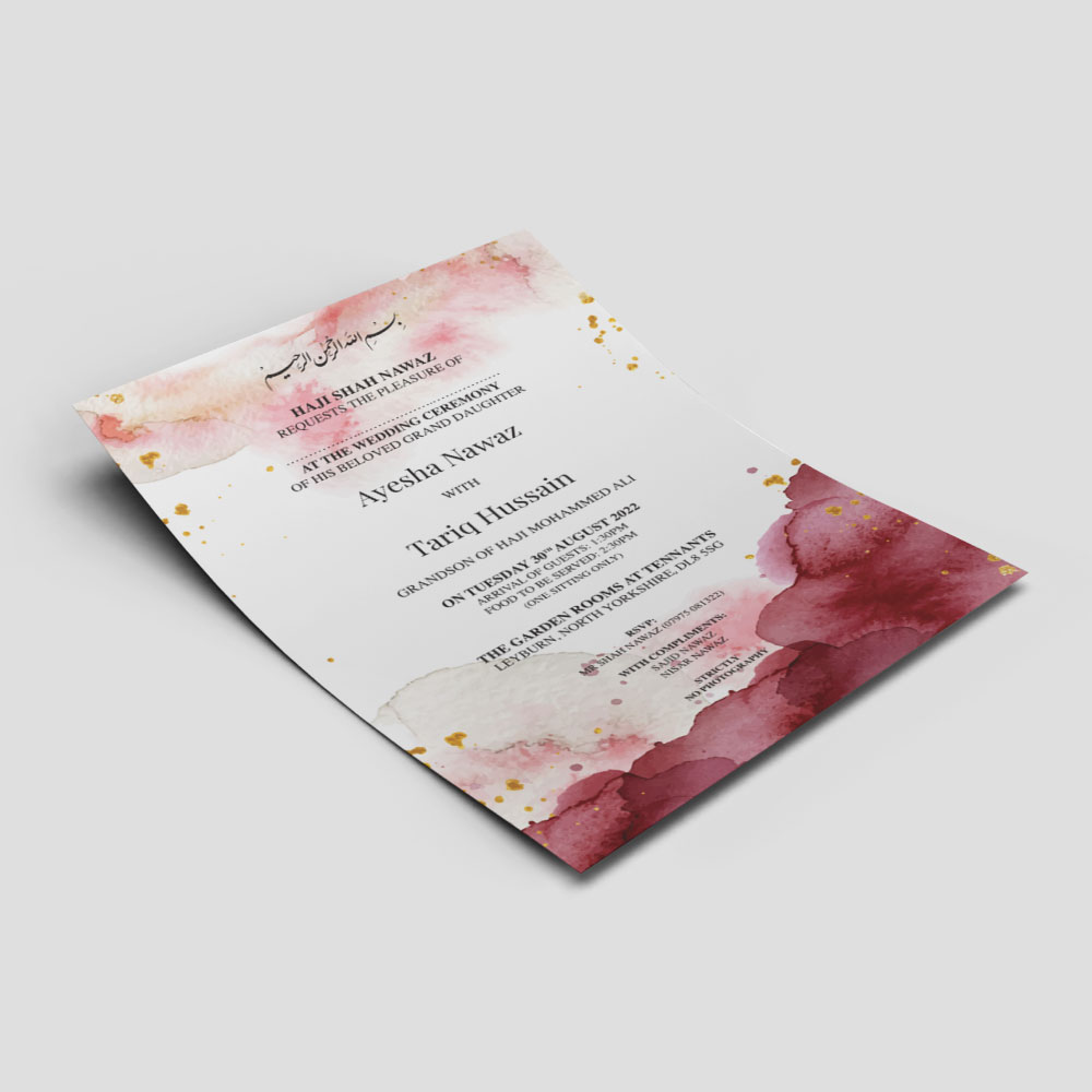 Pomegranate Splash Wedding Invitation | 350 GSM Paper Shaadi Invitation & Envelope 4