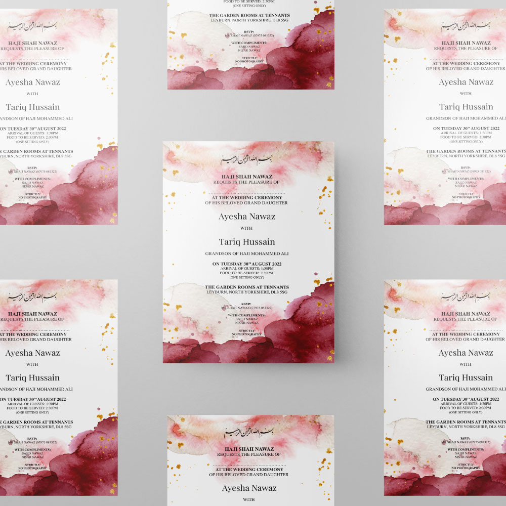 Pomegranate Splash Wedding Invitation | 350 GSM Paper Shaadi Invitation & Envelope 2