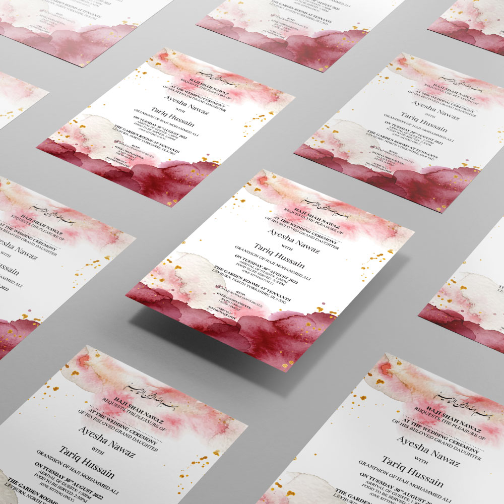 Pomegranate Splash Wedding Invitation | 350 GSM Paper Shaadi Invitation & Envelope 3