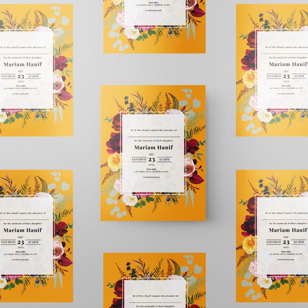 Indian Summer Bouquet Wedding Invitation | 350 GSM Paper Shaadi Invitation & Envelope 2