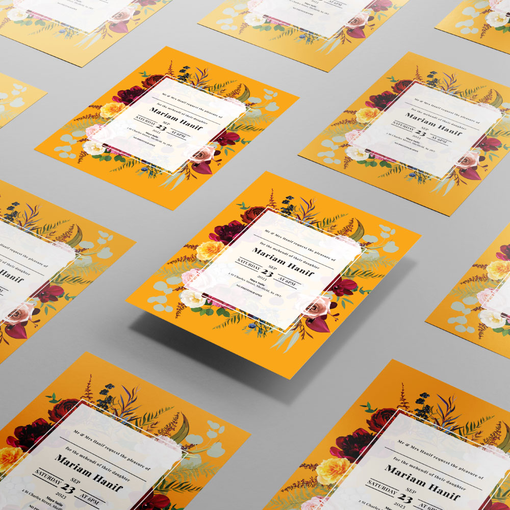 Indian Summer Bouquet Wedding Invitation | 350 GSM Paper Shaadi Invitation & Envelope 3