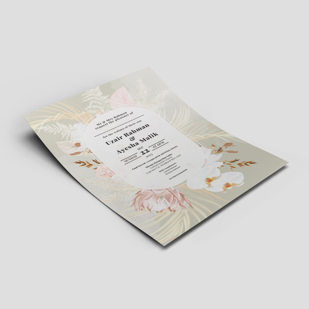 Ivory White Magnolia Wedding Invitation | 350 GSM Paper Shaadi Invitation & Envelope 4