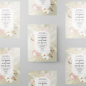 Ivory White Magnolia Wedding Invitation | 350 GSM Paper Shaadi Invitation & Envelope 2