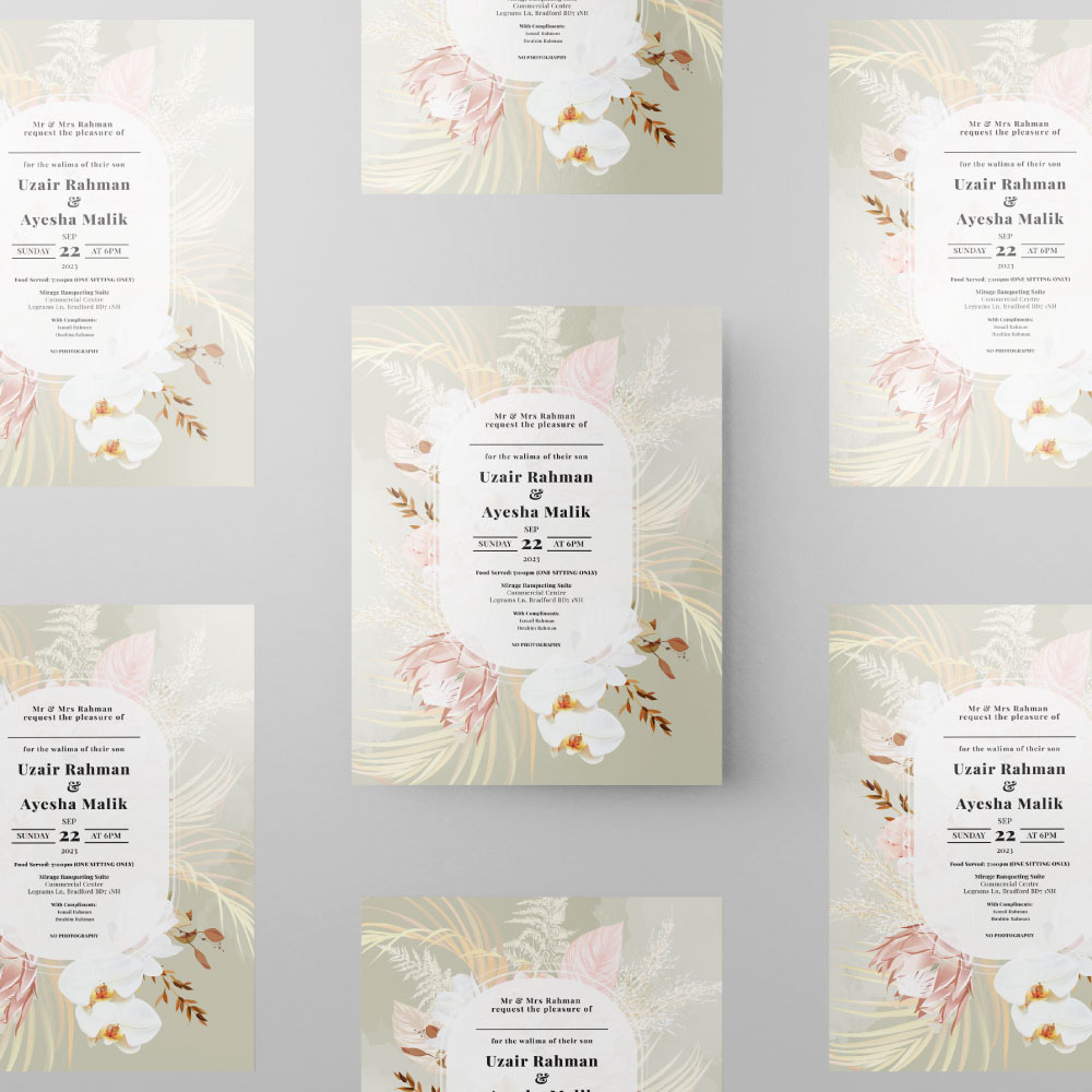 Ivory White Magnolia Wedding Invitation | 350 GSM Paper Shaadi Invitation & Envelope 2