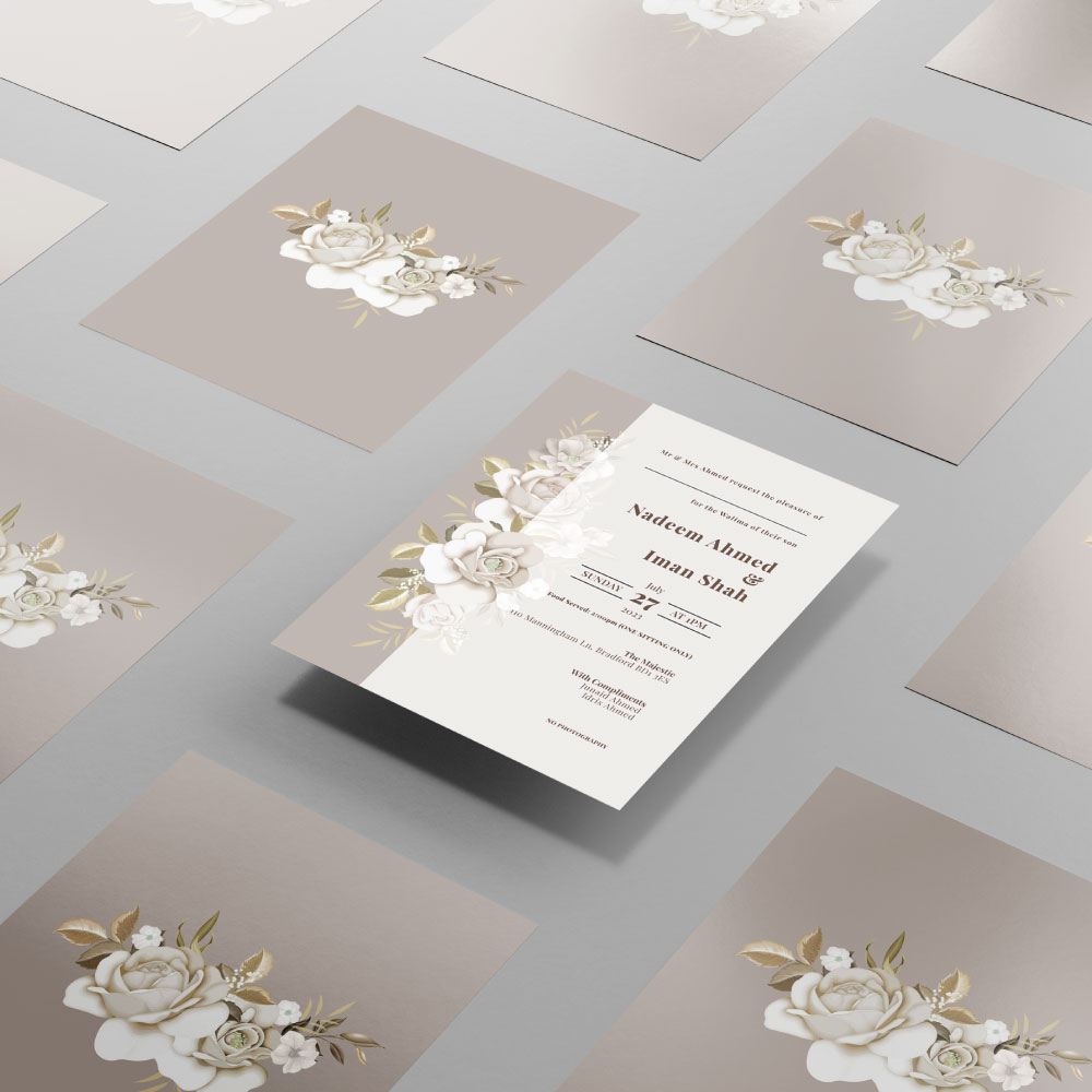 Ivory Rose Double Sided Wedding Invitation | 350 GSM Paper Shaadi Invitation & Envelope 3