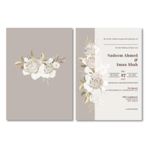 Ivory Rose Double Sided Wedding Invitation | 350 GSM Paper Shaadi Invitation & Envelope