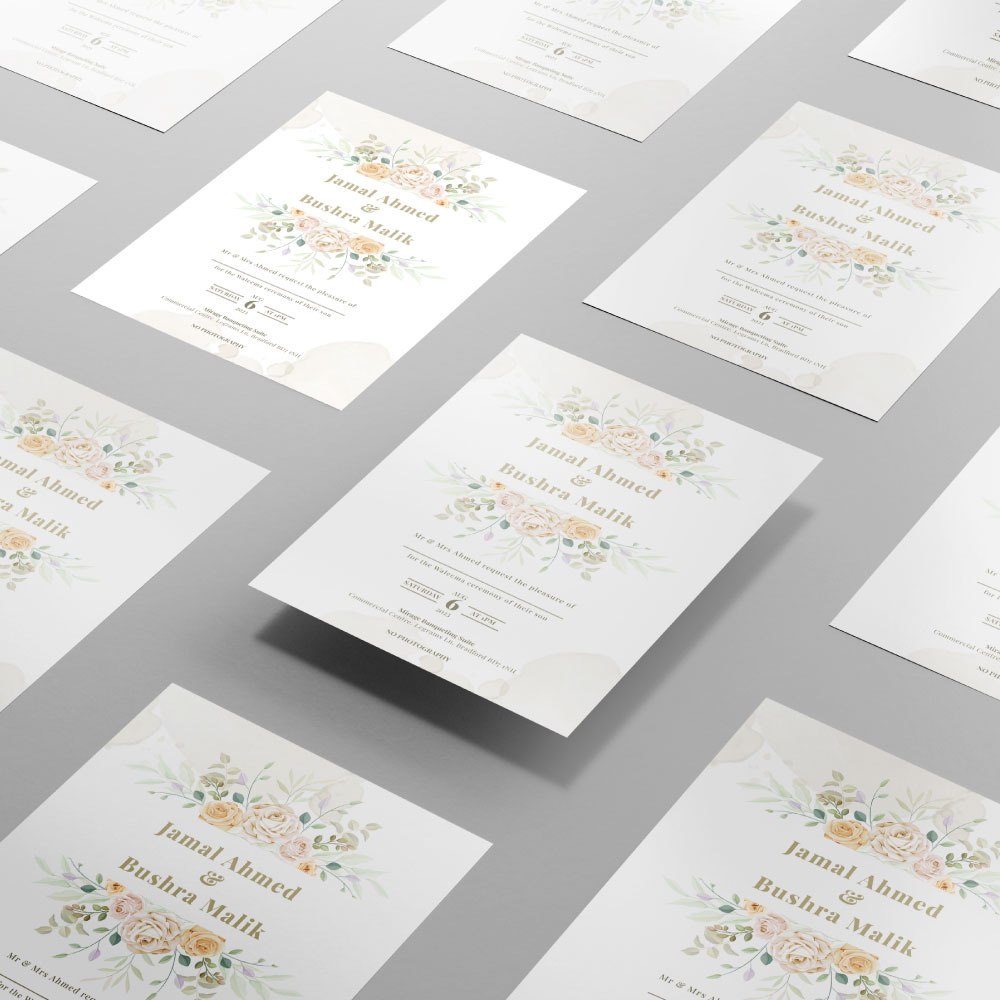 White and Yellow Roses Wedding Invitation | 350 GSM Paper Shaadi Invitation & Envelope 3