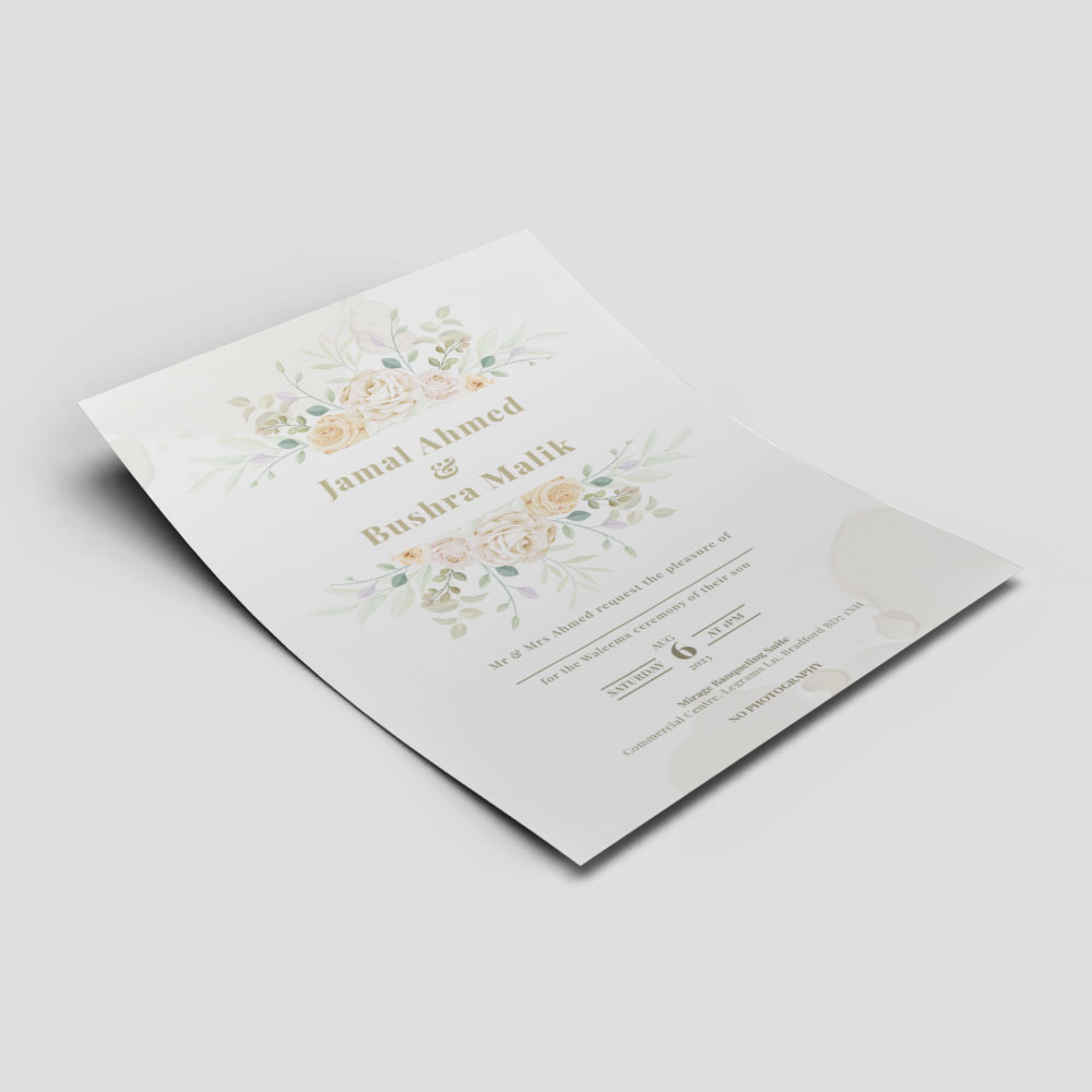 White and Yellow Roses Wedding Invitation | 350 GSM Paper Shaadi Invitation & Envelope 4