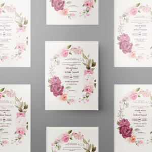 Oval Floral Frame Wedding Invitation | 350 GSM Paper Shaadi Invitation & Envelope 2