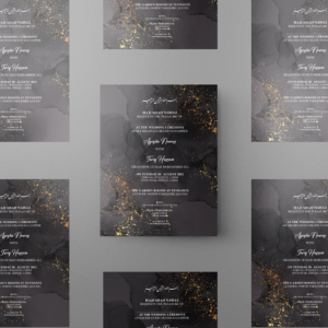 Black Ink and Golden Dust Wedding Invitation | 350 GSM Paper Shaadi Invitation & Envelope 2