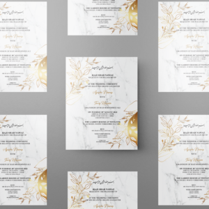 Marble with Gold Branches Wedding Invitation | 350 GSM Paper Shaadi Invitation & Envelope 2