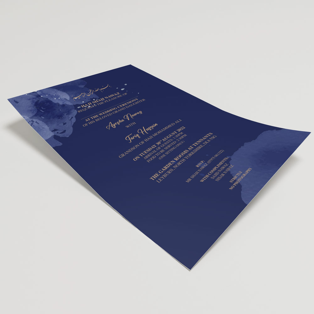 Midnight Blue Wedding Invitation | 350 GSM Paper Shaadi Invitation & Envelope 4