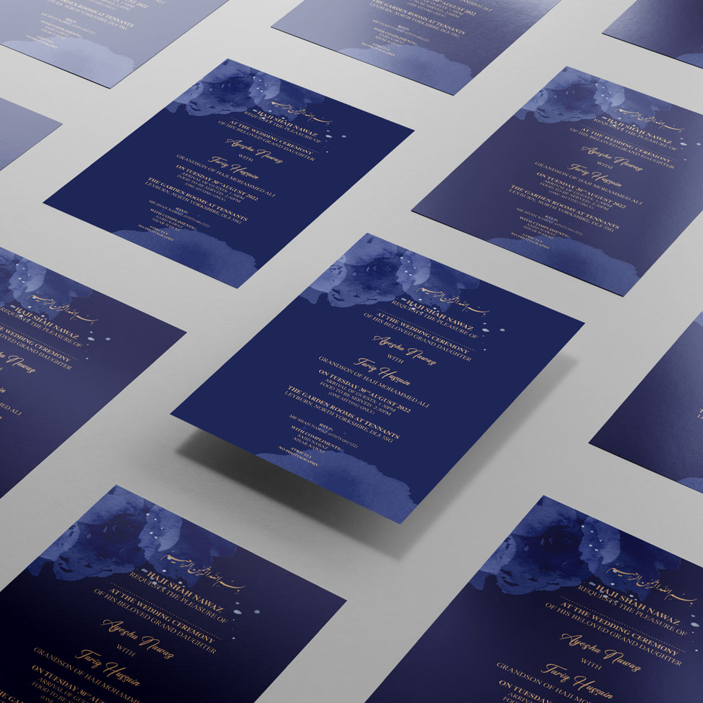 Midnight Blue Wedding Invitation | 350 GSM Paper Shaadi Invitation & Envelope 3