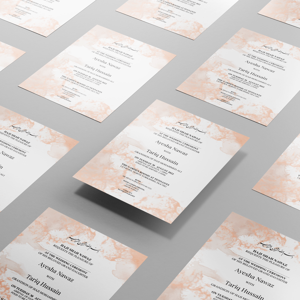 Splash of Peach Wedding Invitation | 350 GSM Paper Shaadi Invitation & Envelope 3