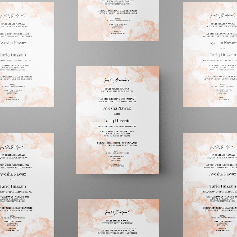 Splash of Peach Wedding Invitation | 350 GSM Paper Shaadi Invitation & Envelope 2