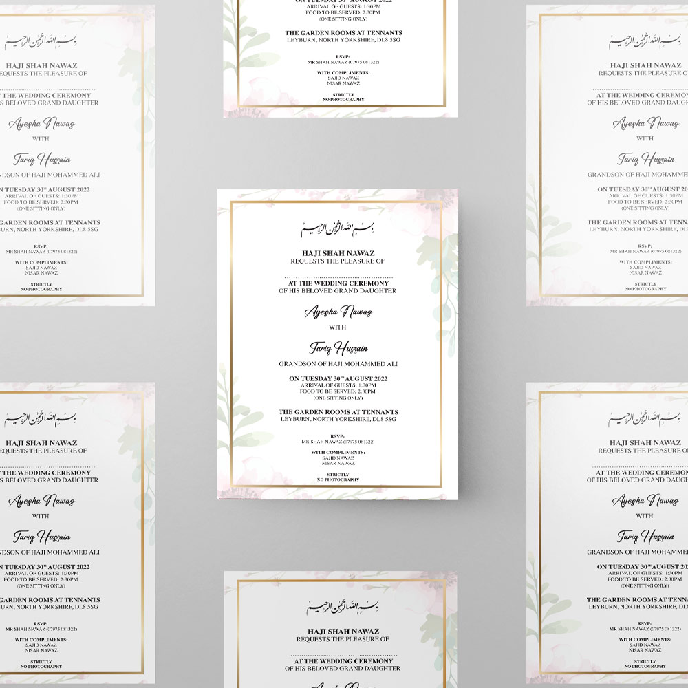 Pink Daisy Wedding Invitation | 350 GSM Paper Shaadi Invitation & Envelope 2