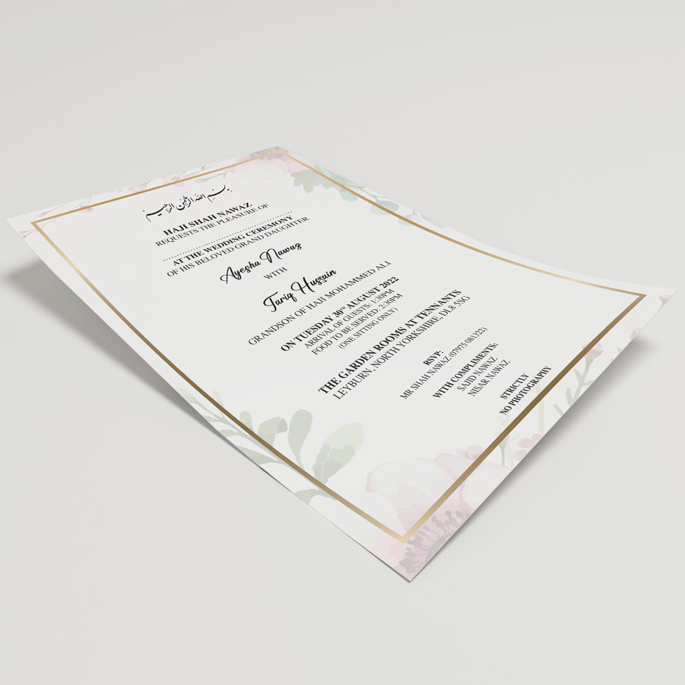 Pink Daisy Wedding Invitation | 350 GSM Paper Shaadi Invitation & Envelope 4