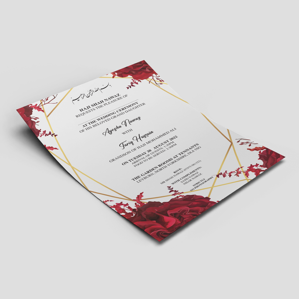 Garden Rose Wedding Invitation | 350 GSM Paper Shaadi Invitation & Envelope 4