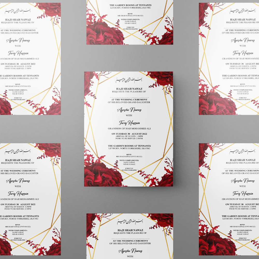 Garden Rose Wedding Invitation | 350 GSM Paper Shaadi Invitation & Envelope 2