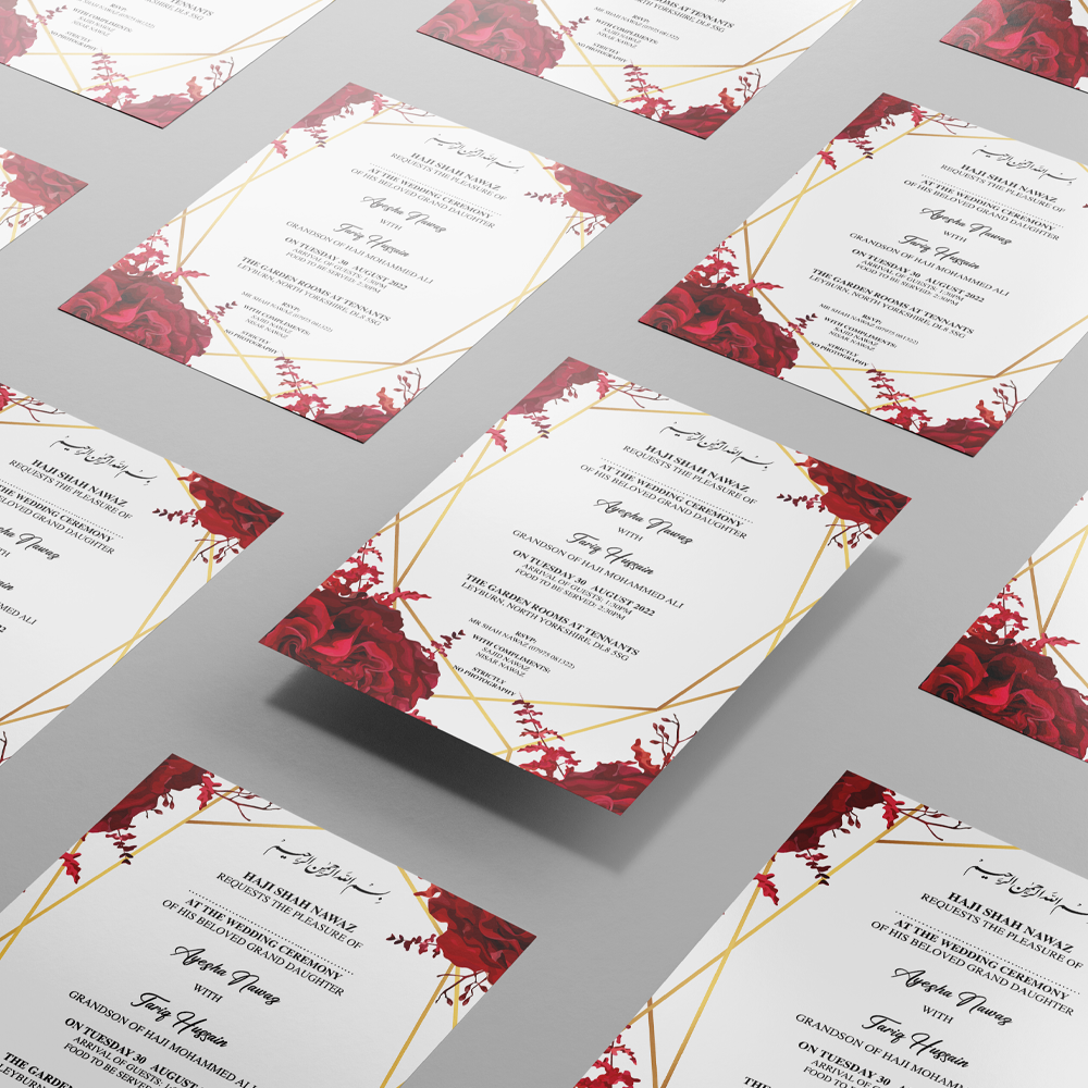 Garden Rose Wedding Invitation | 350 GSM Paper Shaadi Invitation & Envelope 3