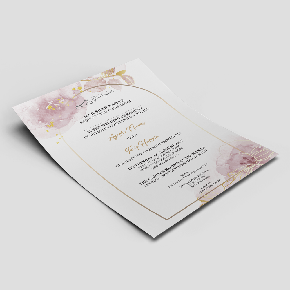 Botanical Watercolour Arch Wedding Invitation | 350 GSM Paper Shaadi Invitation & Envelope 4