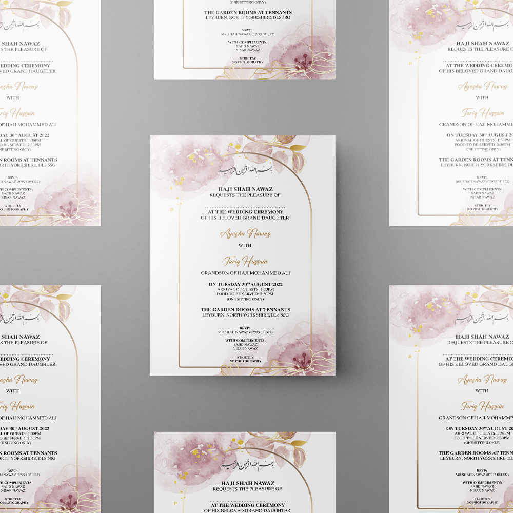 Botanical Watercolour Arch Wedding Invitation | 350 GSM Paper Shaadi Invitation & Envelope 2