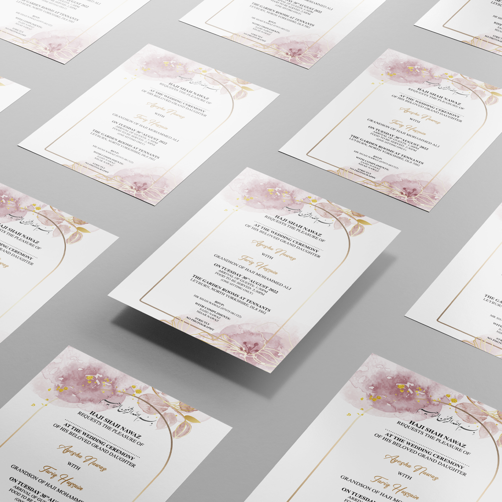 Botanical Watercolour Arch Wedding Invitation | 350 GSM Paper Shaadi Invitation & Envelope 3