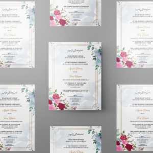 Vintage Floral Border Wedding Invitation | 350 GSM Paper Shaadi Invitation & Envelope 2