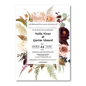 Autumn Bouquet Wedding Invitation | 350 GSM Paper Shaadi Invitation & Envelope