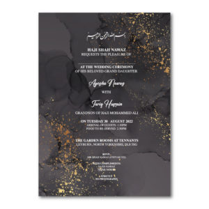 Black Ink and Golden Dust Wedding Invitation | 350 GSM Paper Shaadi Invitation & Envelope