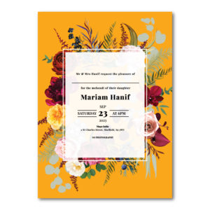 Indian Summer Bouquet Wedding Invitation | 350 GSM Paper Shaadi Invitation & Envelope