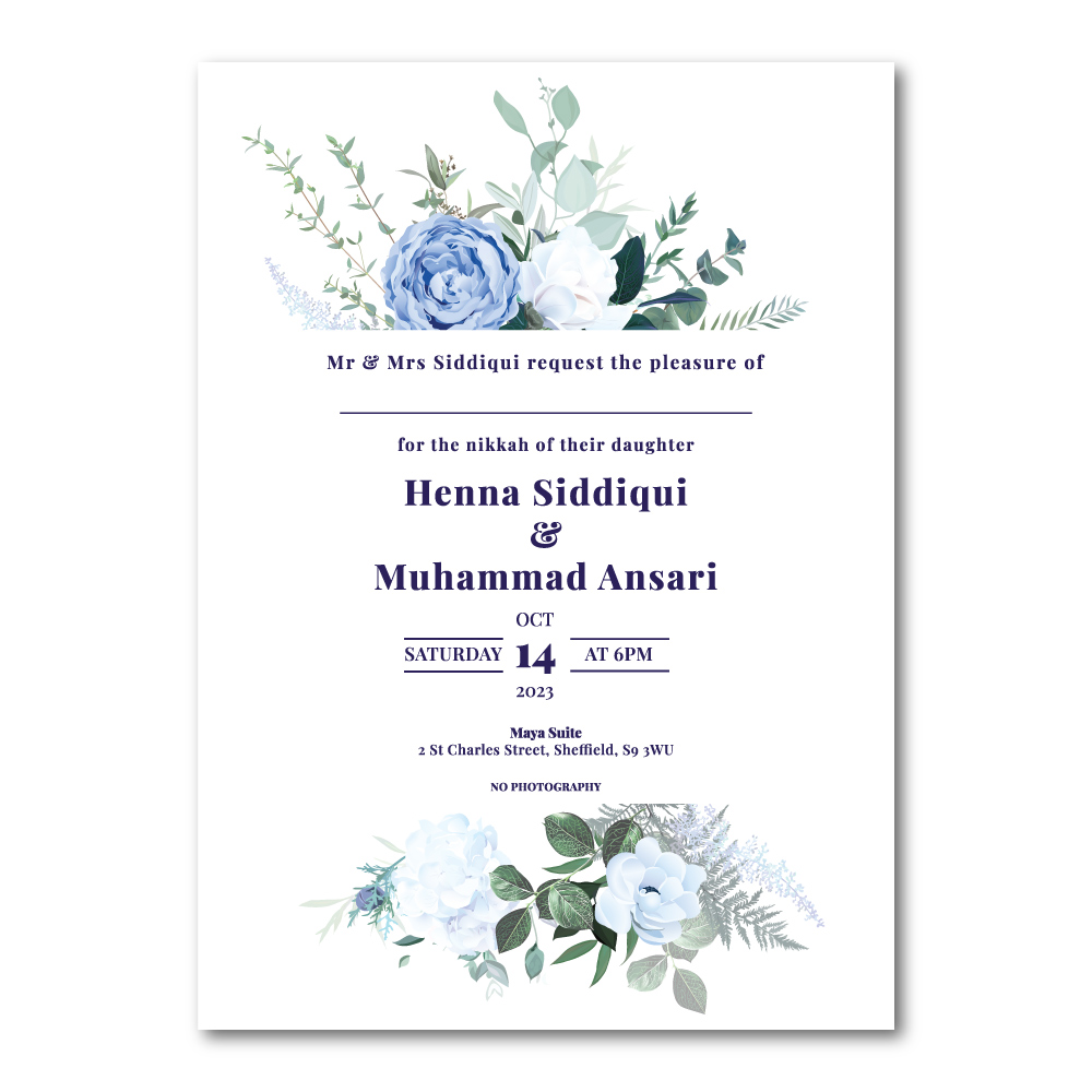 Periwinkle Blue Dream Wedding Invitation | 350 GSM Paper Shaadi Invitation & Envelope