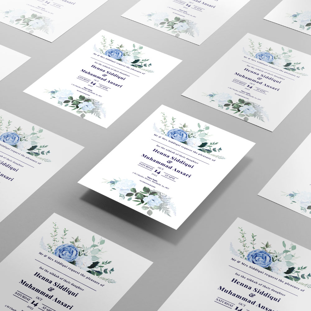 Periwinkle Blue Dream Wedding Invitation | 350 GSM Paper Shaadi Invitation & Envelope 3