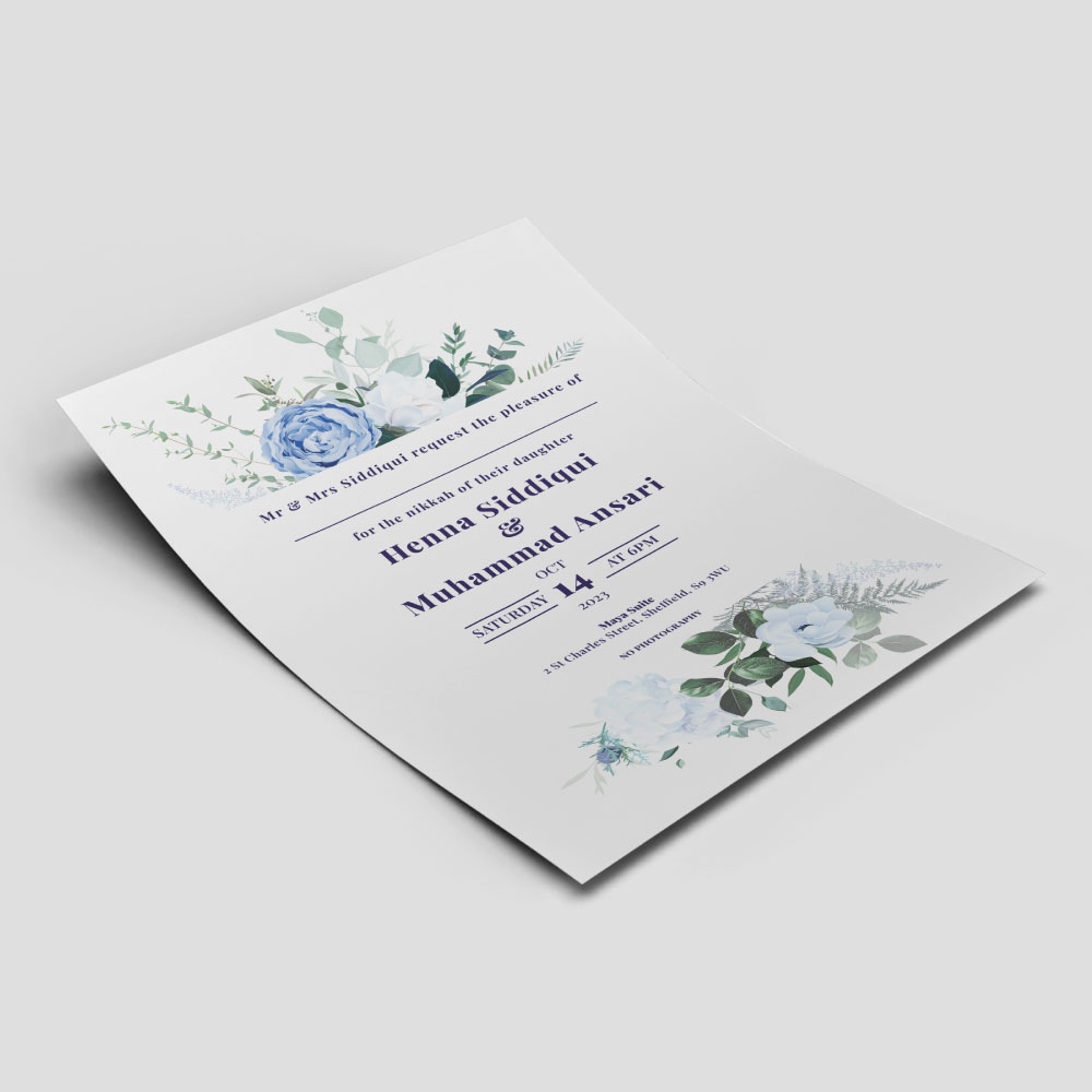 Periwinkle Blue Dream Wedding Invitation | 350 GSM Paper Shaadi Invitation & Envelope 4