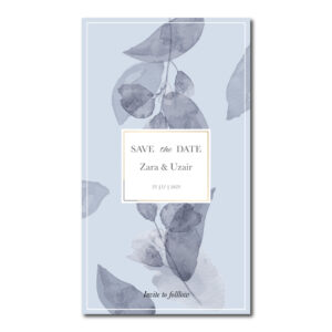 Digital Wedding Save the Date PDF | Blue Leaves Design