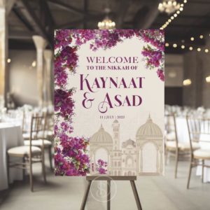 Personalised A2 Bougainvillea Flowers Garden Vinyl Sticker And Foamex Wedding Welcome Sign