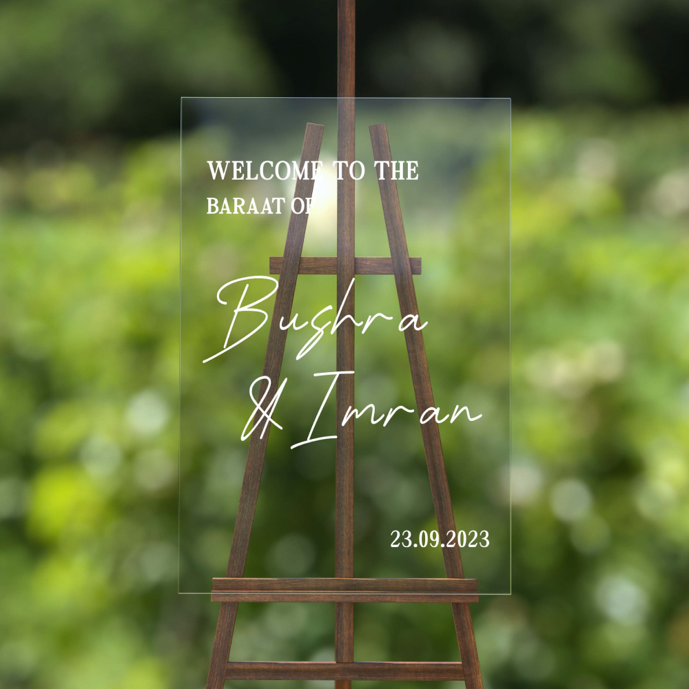 Handwritten Design A2 Clear Acrylic Welcome Sign